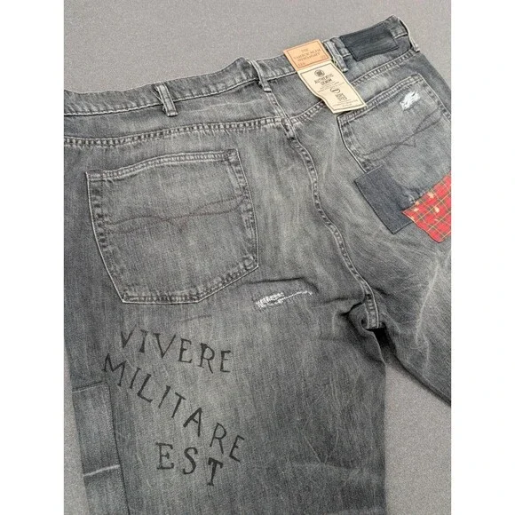Polo Ralph Lauren “The Varick Slim” Men’s 42x32 Patchwork Graphic Jeans NWT - Picture 14 of 15